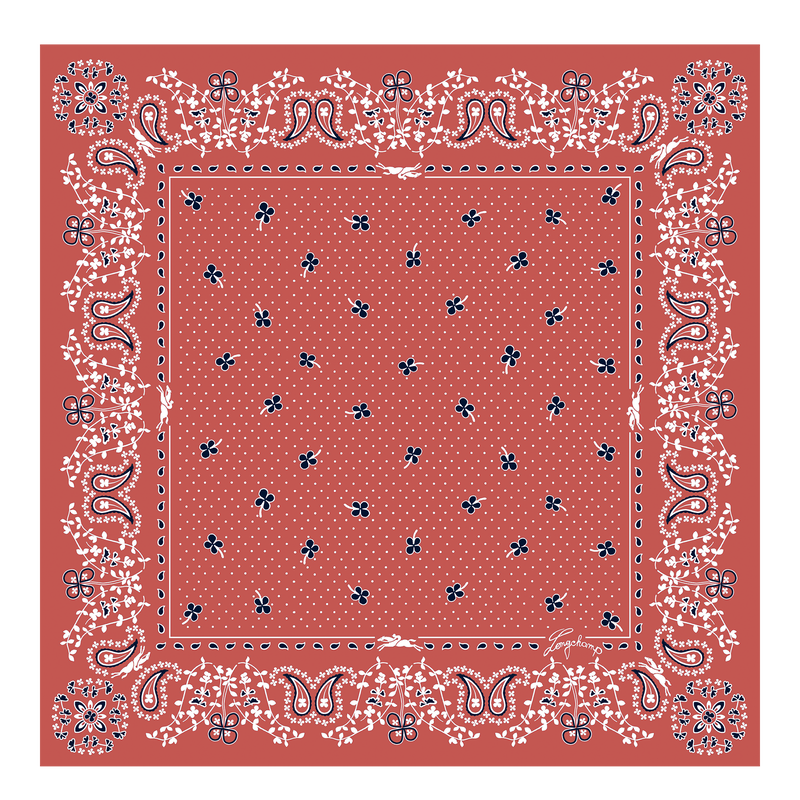 Foulard di seta 50 French Bandana , Seta - Corallo  - View 1 of  2