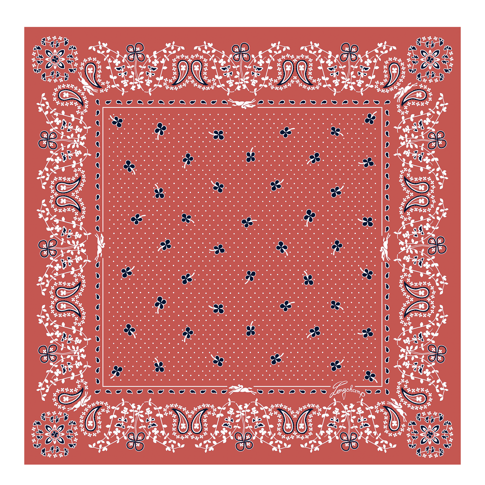 French Bandana シルクスカーフ50 コーラル - シルク | ロンシャン JP French Bandana シルクスカーフ50 コーラル - シルク | ロンシャン JP