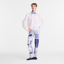 Blouse , White - Poplin embroidered