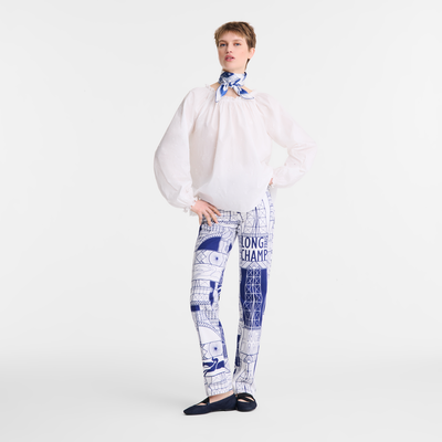 Blouse , White - Poplin embroidered