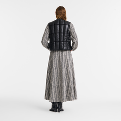 Sleeveless cardigan , Black - Leather