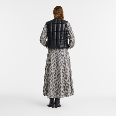Ärmelloser Cardigan , Leder - Schwarz