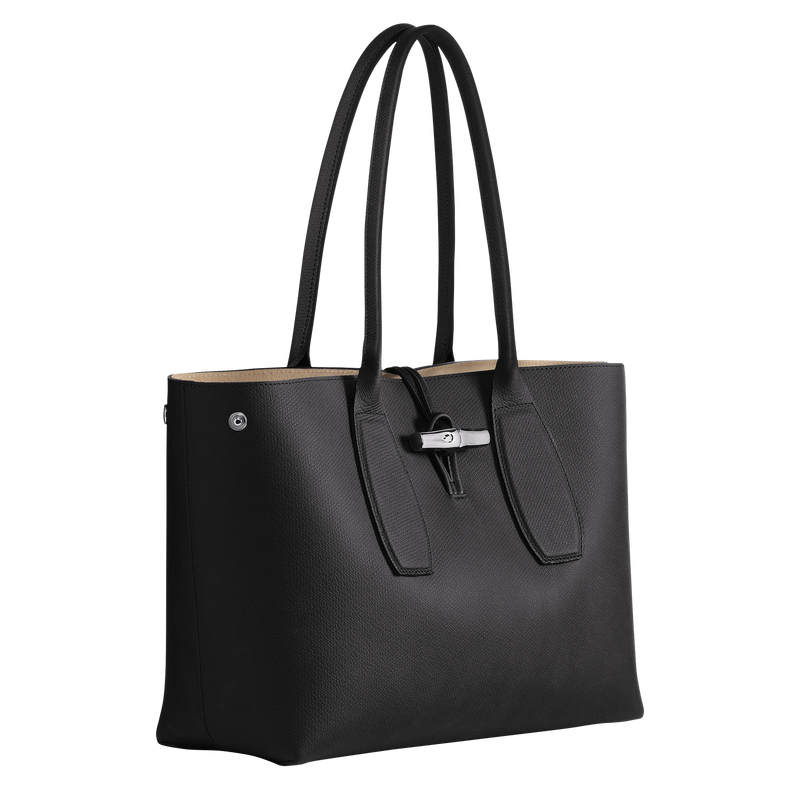 Le Roseau L Tote bag , Black - Leather  - View 3 of 6