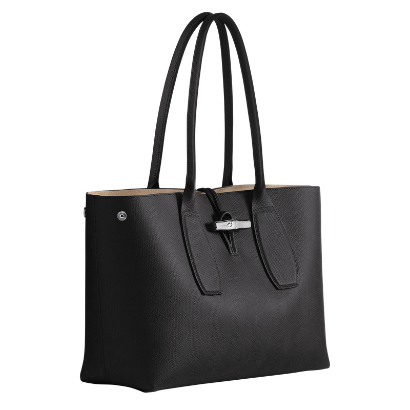 Roseau L Tote bag , Black - Leather  - View 3 of  6