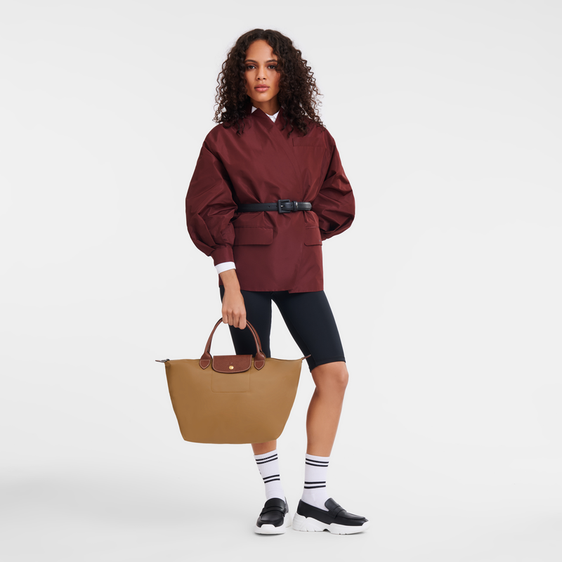 Borsa con manico M Le Pliage Original , Tela riciclata - Camoscio  - View 2 of  7