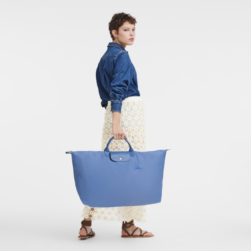 Le Pliage Green M Travel bag , Cornflower - Recycled canvas  - View 2 of 6