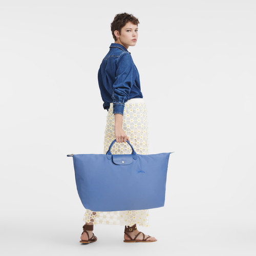 Le Pliage Green M Travel bag , Cornflower - Recycled canvas - View 2 of  6