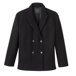 Straight peacoat , Black - Wool broadcloth