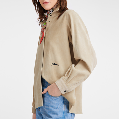 null Straight leather shirt, Linen