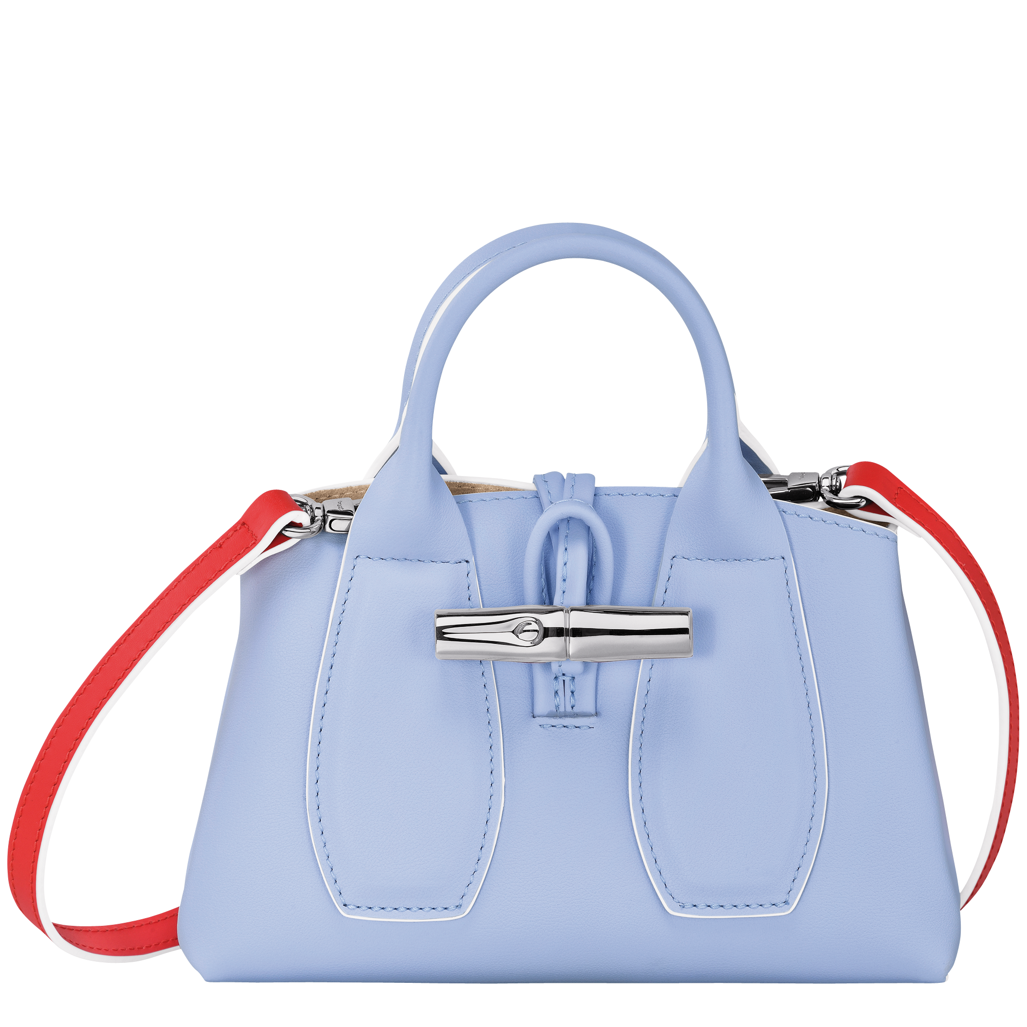 Roseau XS トップハンドルバッグ スカイブルー / レッド - レザー 