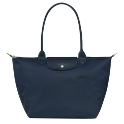 Le Pliage Green L Tote bag , Navy - Recycled canvas