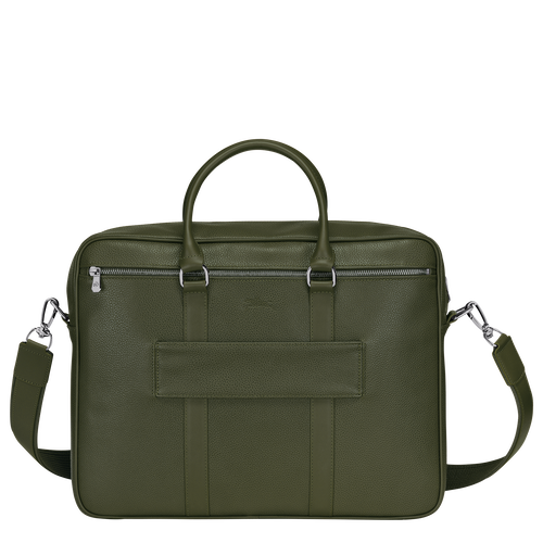 Le Foulonné M Briefcase , Khaki - Leather - View 4 of 4