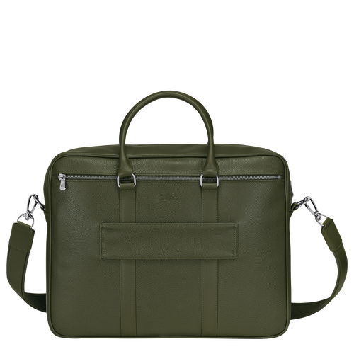 Le Foulonné M Briefcase , Khaki - Leather - View 4 of  4