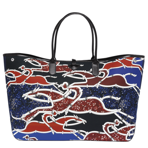 Shoulder bag XL, Blue/Red View 3 of Shoulder bag XL, Blue/Red, hi-res
