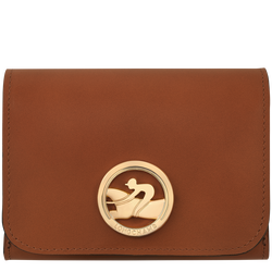 Brieftasche im Kompaktformat Box-Trot , Leder - Cognac