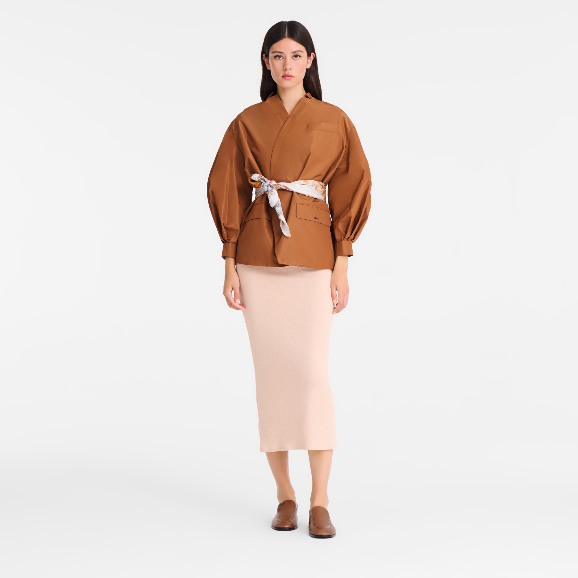 Kimono jacket Cognac - Techno taffeta | Longchamp US Kimono jacket Cognac - Techno taffeta | Longchamp US