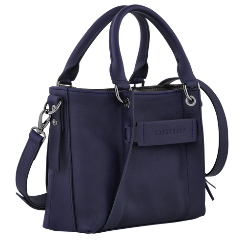 Longchamp 3D Tas met handgreep aan de bovenkant S , Bosbessenblauw - Leder - Weergave 3 van  5