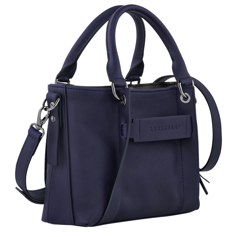 Longchamp 3D Tas met handgreep aan de bovenkant S , Bosbessenblauw - Leder  - Weergave 3 van  5