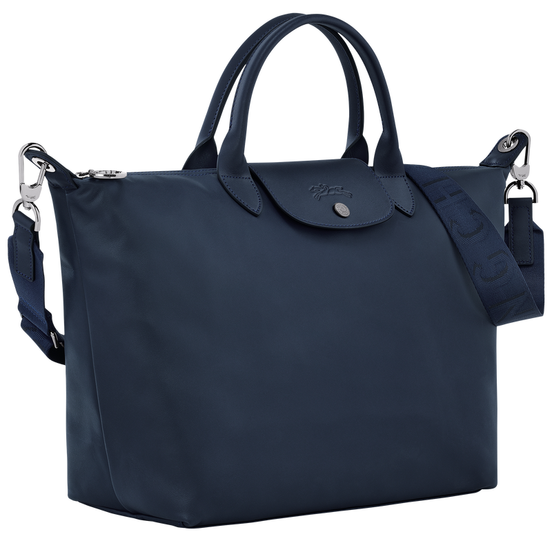 Le Pliage Xtra L Handbag , Navy - Leather  - View 3 of  5