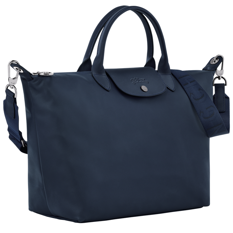 Le Pliage Xtra L Handbag , Navy - Leather  - View 3 of 5