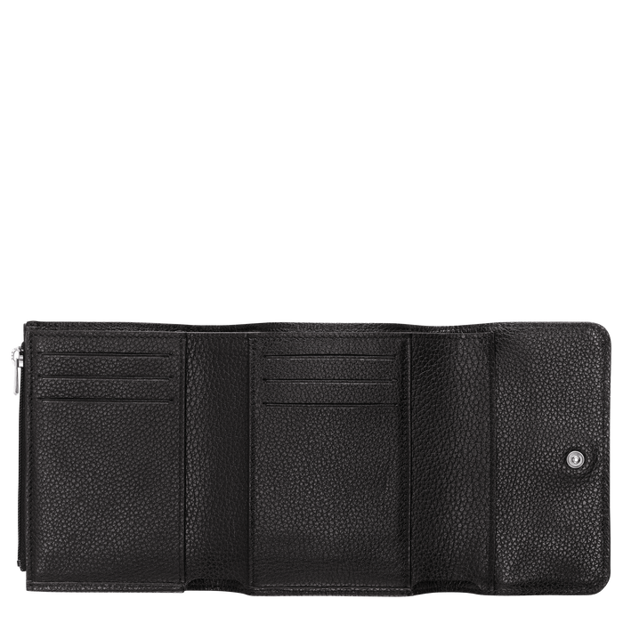 Compact wallet Le Foulonné Black (30000021047) | Longchamp US Compact wallet Le Foulonné Black (30000021047) | Longchamp US