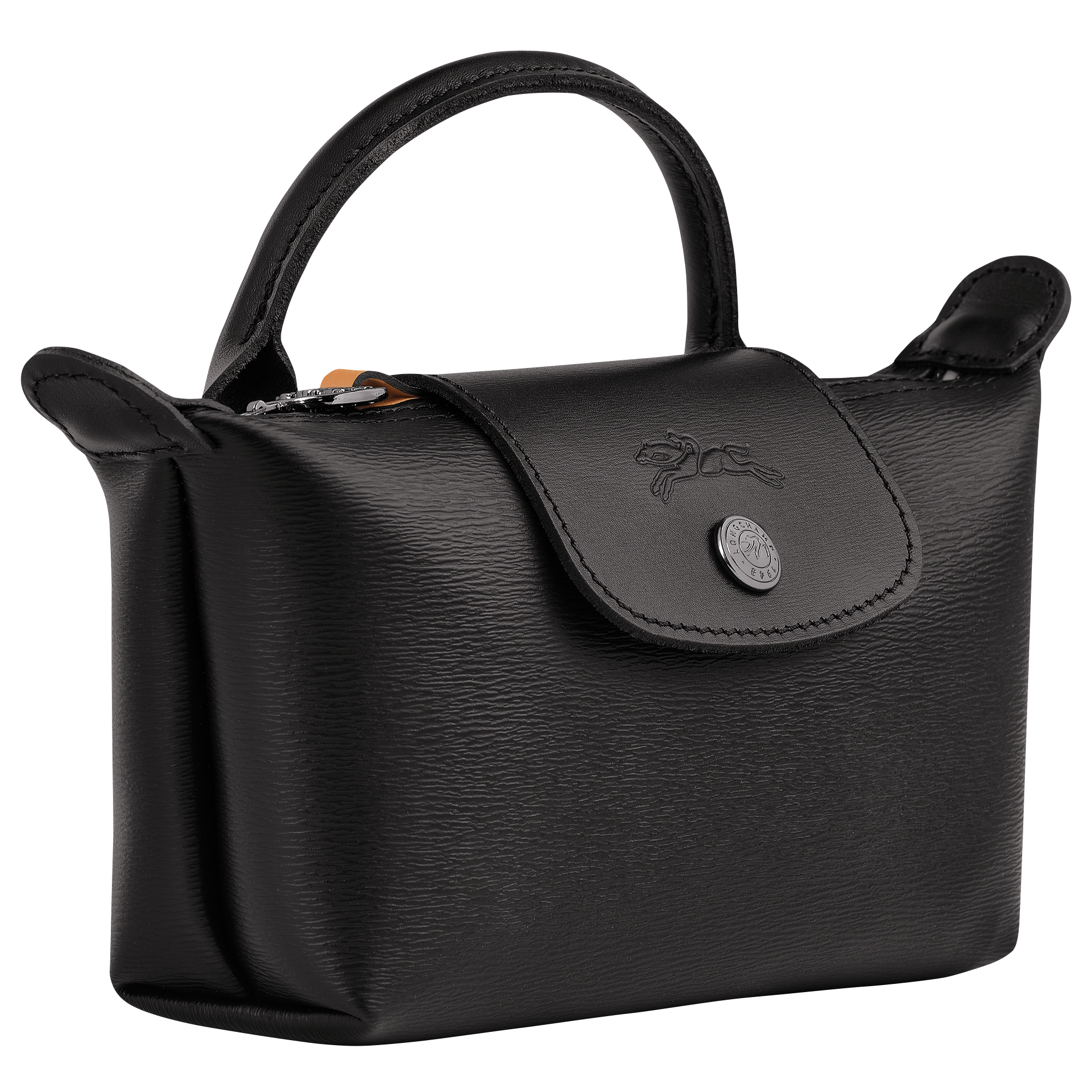 Le Pliage City Pochette mit Henkel, Schwarz