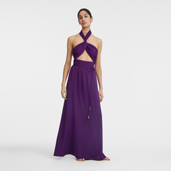 長連身裙 , 紫色 - 荷葉邊