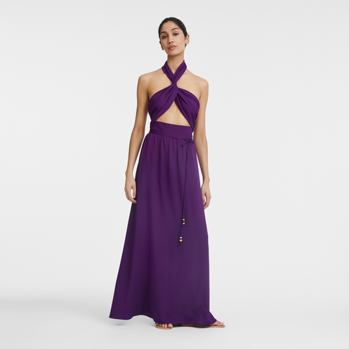 Robe longue , Crêpe - Violette - Vue 2 de 3