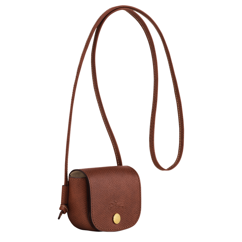 Épure Coin purse with leather lace , Brown - Leather  - View 3 of 4