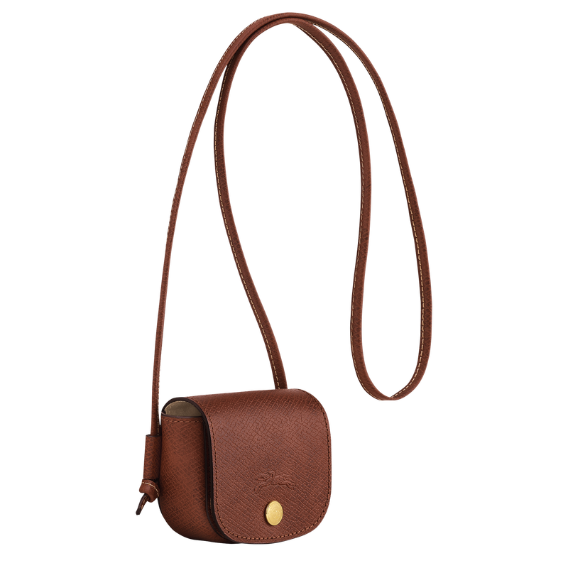 Épure Coin purse with leather lace , Brown - Leather  - View 3 of  4