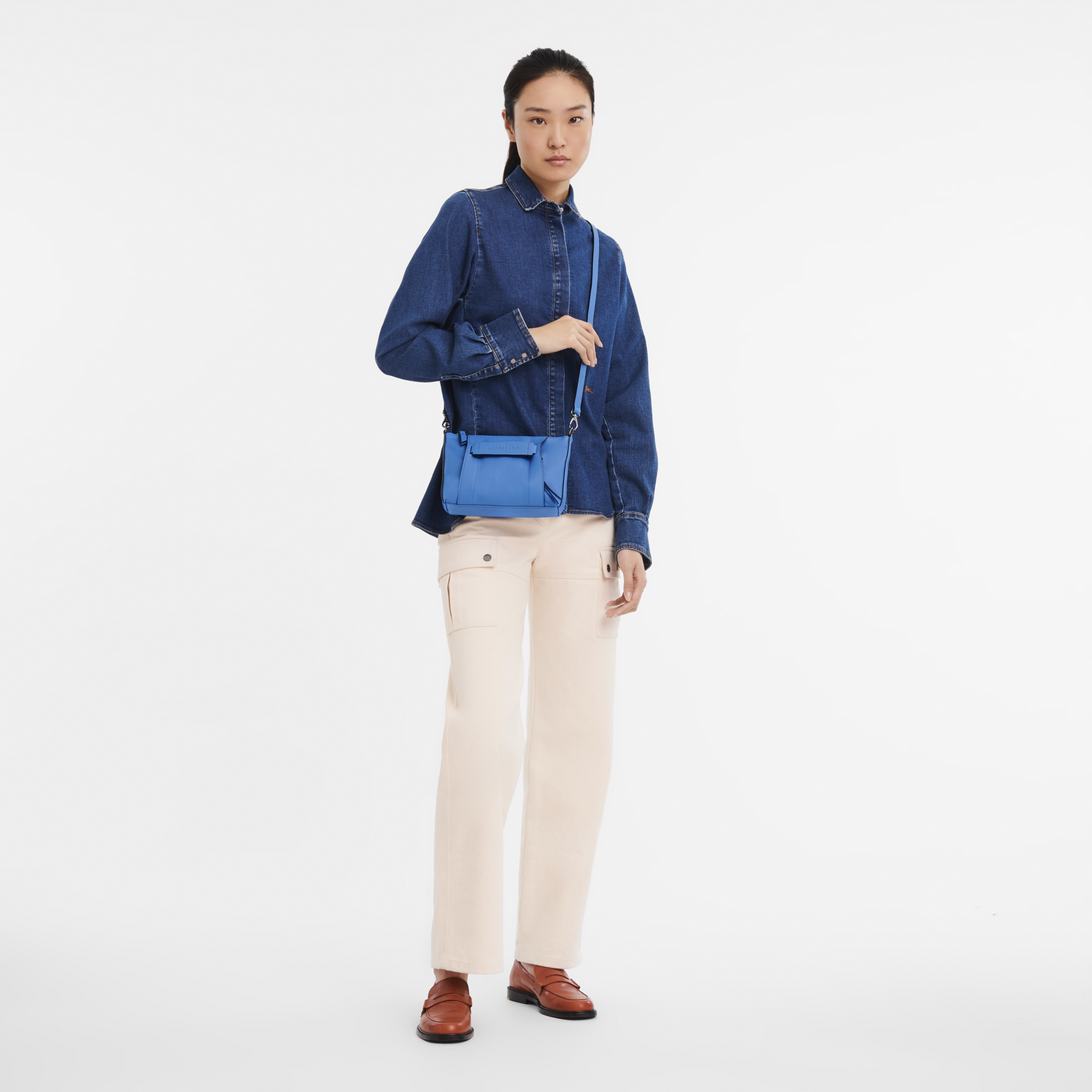 Longchamp 3D 斜背袋 S, 鈷藍