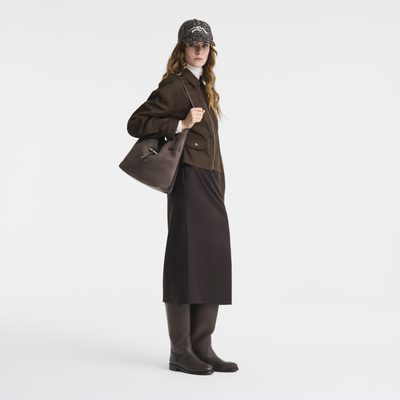 Sac port&eacute; &eacute;paule M Le Roseau , Cuir - Moka