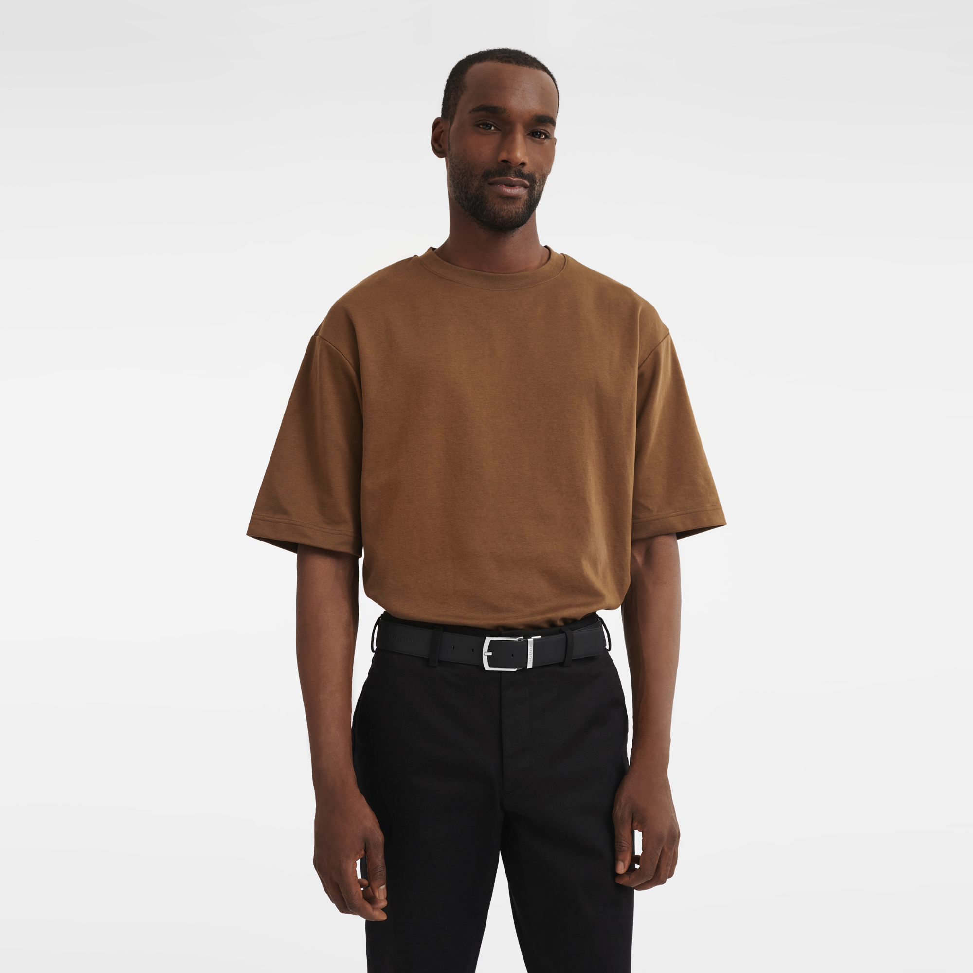 Le Foulonn&eacute; Cinto para homem, Castanho mocha/preto