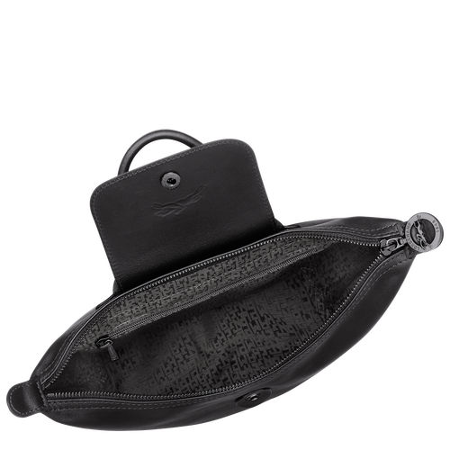 Longchamp black leather backpack shop