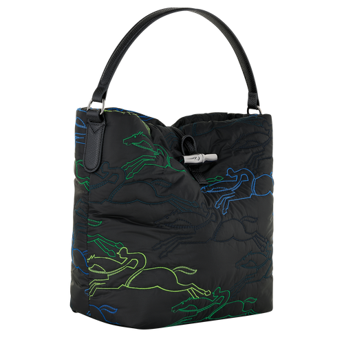Roseau Essential L Bucket bag , Black - Canvas - View 3 of  5