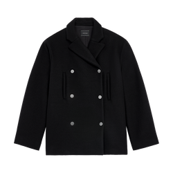 Pea coat , L&atilde; batida - Preto