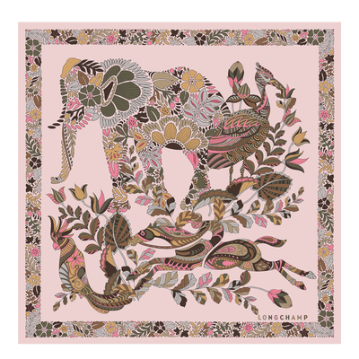Longchamp 森林 絲質圍巾 50, 粉紅色