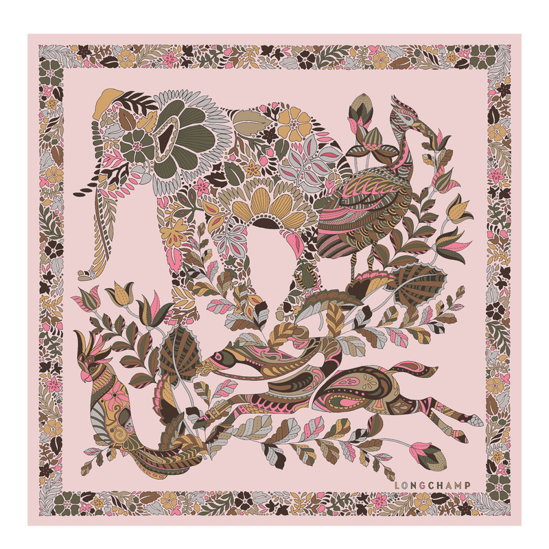 Longchamp 森林 絲質圍巾 50 , 粉紅色 - 真絲  - 查看 1 2
