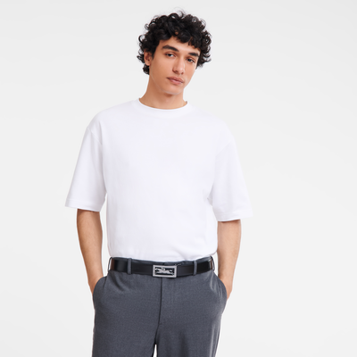 Delta Box Men's belt , Black/Navy - Leather