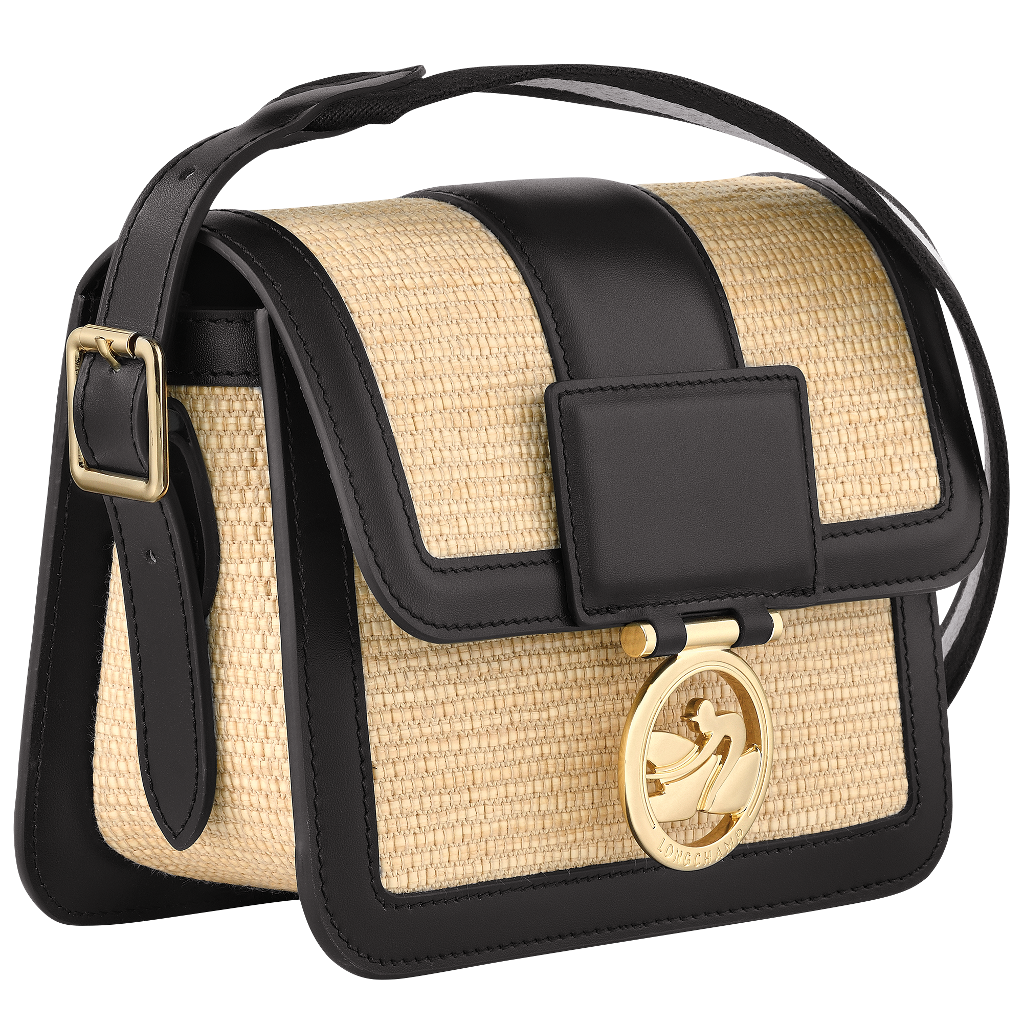 Longchamp Box-Trot Crossbody Bag S Straw/Black