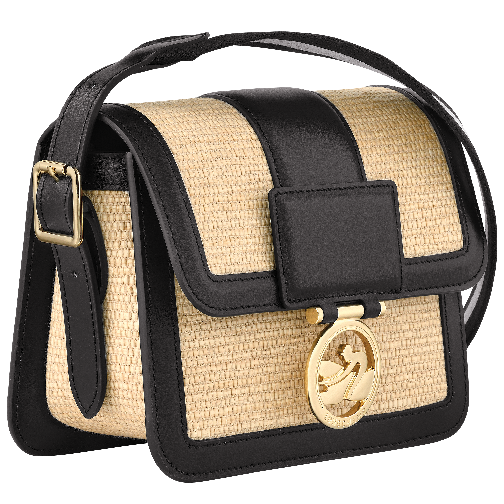 Box-Trot S Crossbody bag Straw/Black - Canvas (10174HDTH92)