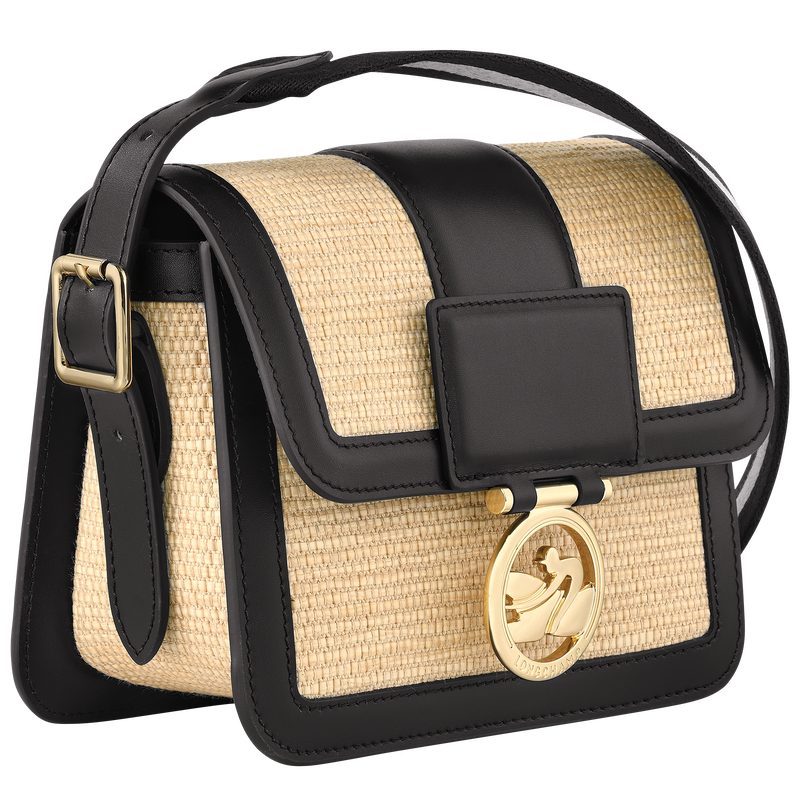Box-Trot S Crossbody bag , Straw/Black - Canvas  - View 3 of 6
