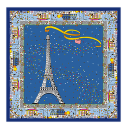 Le Pliage 在巴黎 絲質圍巾 , 矢車菊藍 - 真絲