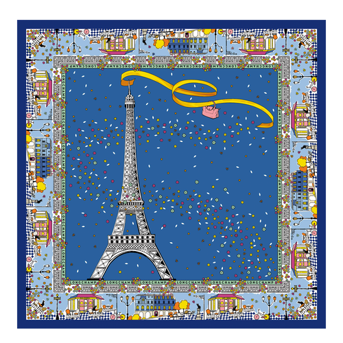 Le Pliage 在巴黎 絲質圍巾 , 矢車菊藍 - 真絲 - 查看 1 2