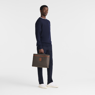 Boxford S Briefcase , Brown - Recycled canvas