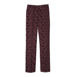 Trousers , Eggplant - Printed gabardine