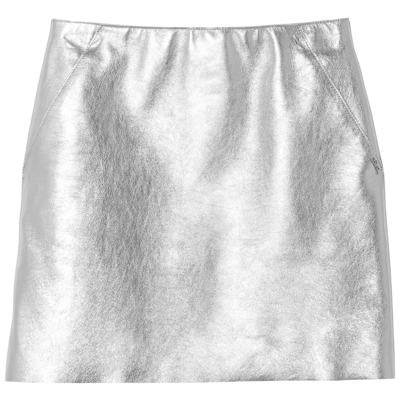 Mini skirt , Silver - Leather  - View 1 of  4