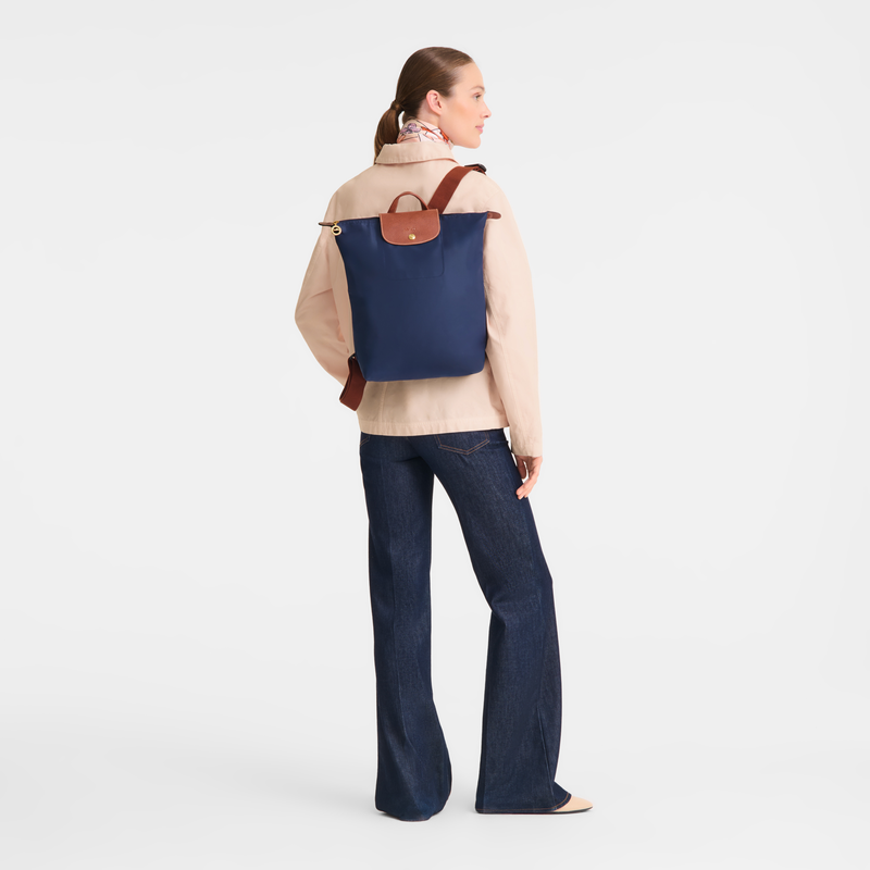 Sac &agrave; dos M Le Pliage Original , Toile recycl&eacute;e - Marine  - Vue 2 de 7