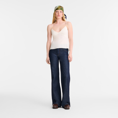 Thin strap top , Ecru - Fluid crepe