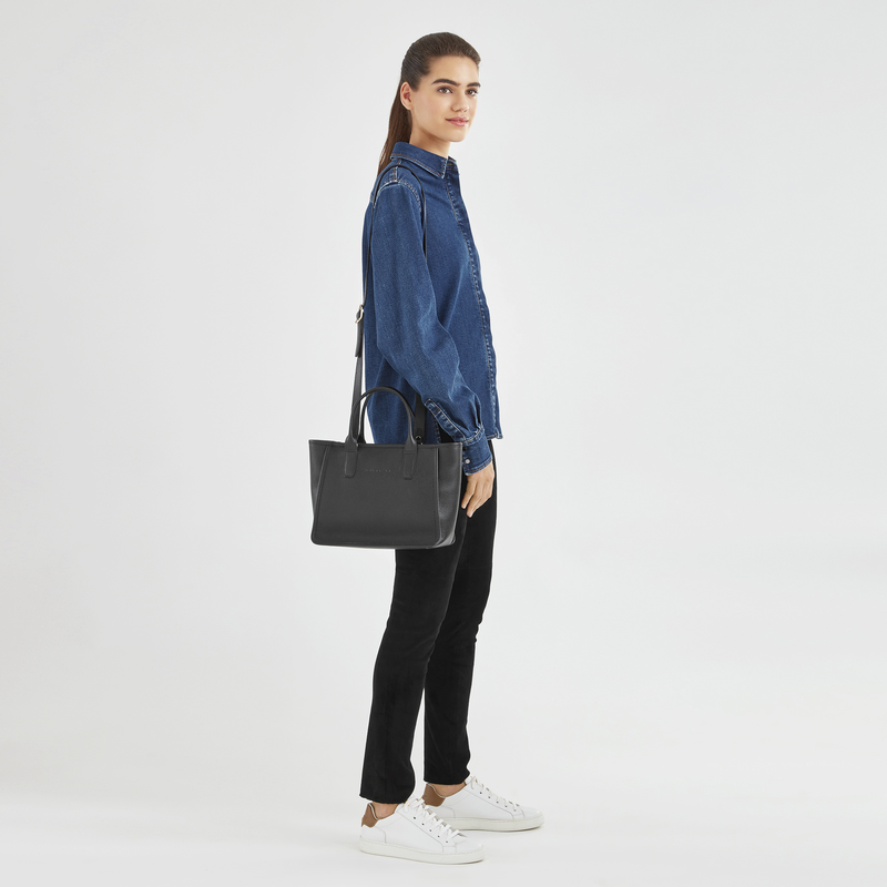 Le Foulonné M Tote bag Black - Leather | Longchamp HK